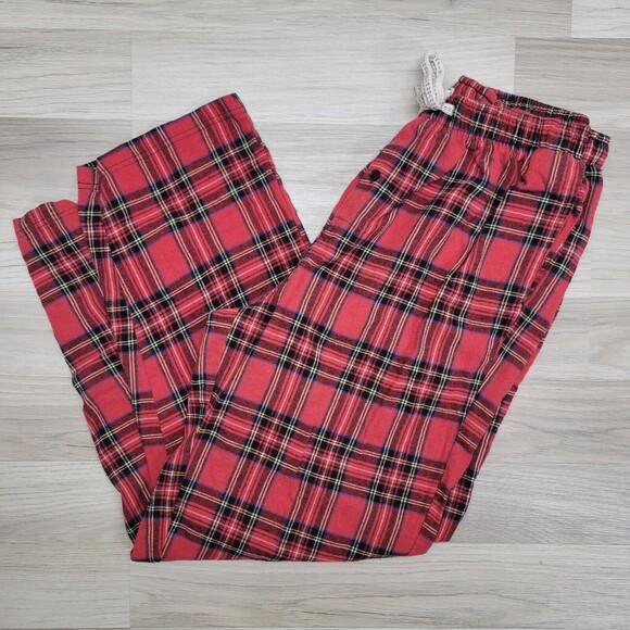 ASHFORD & BROOKS Mens Red Plaid Cotton Pajama Pants Size Small - Picture 1 of 7